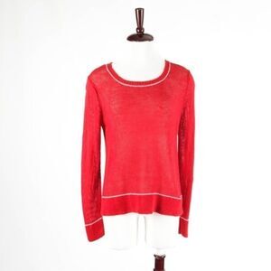 𝅺360 Cashmere red linen knit sweater sz medium